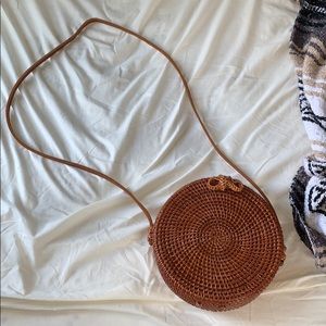 wooden woven purse